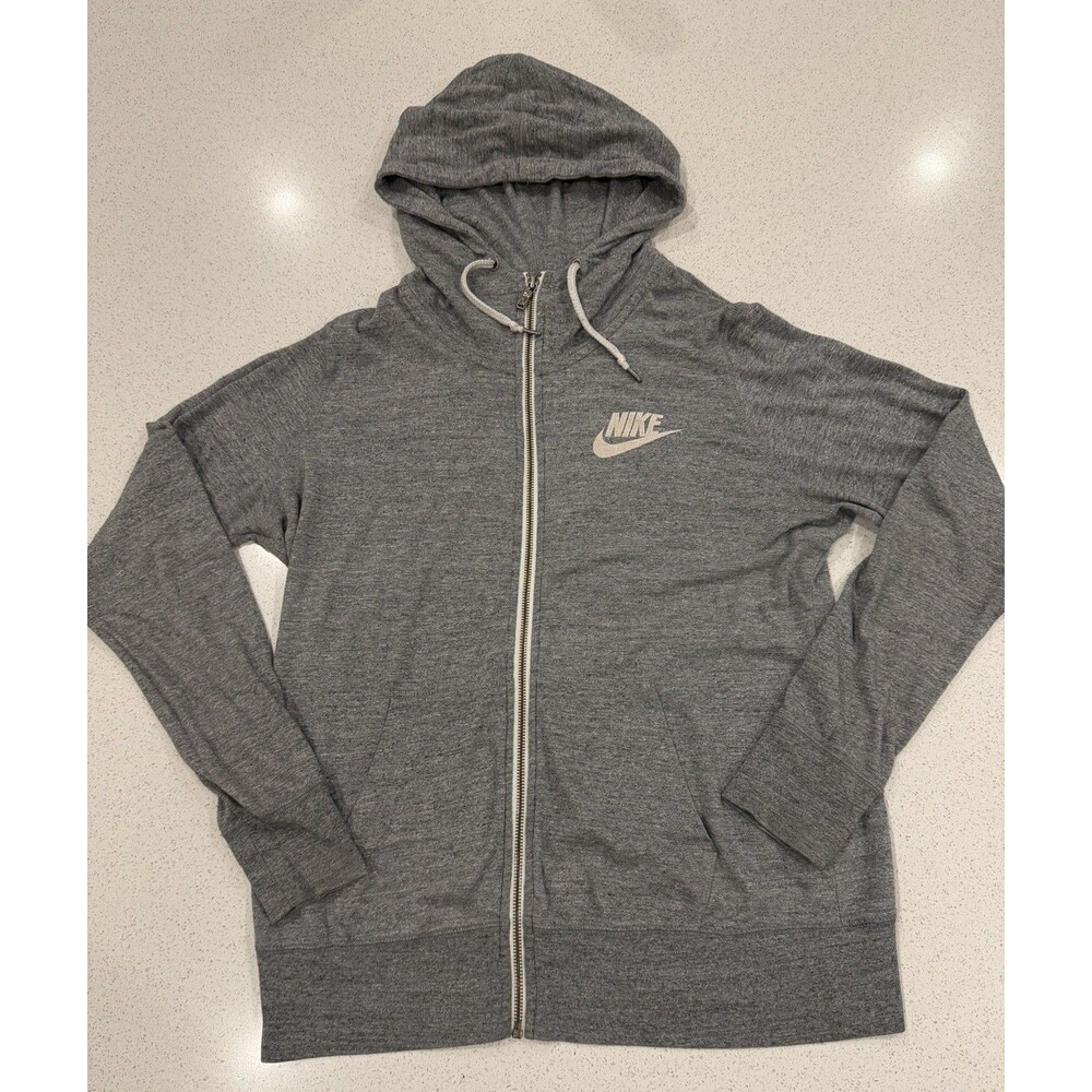 Vtg Nike Full Zip Hoodie Womens XL Gray Gym Vintage Sportswear 813872-091